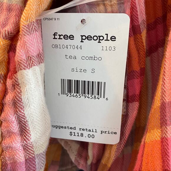 Free People Sienna Plaid Pullover Blouse Small - Picture 4 of 11